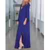 imageBsubseach Kaftan Dresses for Women V Neck Swimsuit Coverup Caftan Dress Womens Long Sleeve Flowy Beach DressEnavy