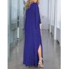 imageBsubseach Kaftan Dresses for Women V Neck Swimsuit Coverup Caftan Dress Womens Long Sleeve Flowy Beach DressEnavy