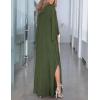 imageBsubseach Kaftan Dresses for Women V Neck Swimsuit Coverup Caftan Dress Womens Long Sleeve Flowy Beach DressEolive Green