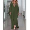 imageBsubseach Kaftan Dresses for Women V Neck Swimsuit Coverup Caftan Dress Womens Long Sleeve Flowy Beach DressEolive Green