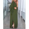 imageBsubseach Kaftan Dresses for Women V Neck Swimsuit Coverup Caftan Dress Womens Long Sleeve Flowy Beach DressEolive Green