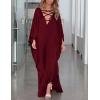 imageBsubseach Kaftan Dresses for Women V Neck Swimsuit Coverup Caftan Dress Womens Long Sleeve Flowy Beach DressEred