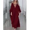 imageBsubseach Kaftan Dresses for Women V Neck Swimsuit Coverup Caftan Dress Womens Long Sleeve Flowy Beach DressEred