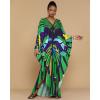 imageBsubseach Plus Size Caftan Dress for Women Long Beach Kaftans Swimwear Beach Cover Ups ResortGreen