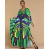 imageBsubseach Plus Size Caftan Dress for Women Long Beach Kaftans Swimwear Beach Cover Ups ResortGreen