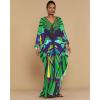 imageBsubseach Plus Size Caftan Dress for Women Long Beach Kaftans Swimwear Beach Cover Ups ResortGreen