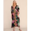 imageBsubseach Women Plus Size Kaftan Dress Swimsuit Cover Up Caftan Maxi Beach Dresses Cover UpsBlack Flower