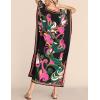 imageBsubseach Women Plus Size Kaftan Dress Swimsuit Cover Up Caftan Maxi Beach Dresses Cover UpsBlack Flower