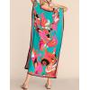 imageBsubseach Women Plus Size Kaftan Dress Swimsuit Cover Up Caftan Maxi Beach Dresses Cover UpsCyan
