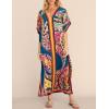 imageBsubseach Women Plus Size Kaftan Dress Swimsuit Cover Up Caftan Maxi Beach Dresses Cover UpsDark Blue