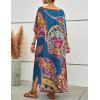 imageBsubseach Women Plus Size Kaftan Dress Swimsuit Cover Up Caftan Maxi Beach Dresses Cover UpsDark Blue