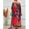 imageBsubseach Women Plus Size Kaftan Dress Swimsuit Cover Up Caftan Maxi Beach Dresses Cover UpsFlower Print Black