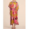 imageBsubseach Women Plus Size Kaftan Dress Swimsuit Cover Up Caftan Maxi Beach Dresses Cover UpsGinger Flower