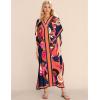 imageBsubseach Women Plus Size Kaftan Dress Swimsuit Cover Up Caftan Maxi Beach Dresses Cover UpsNavy Flower