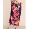 imageBsubseach Women Plus Size Kaftan Dress Swimsuit Cover Up Caftan Maxi Beach Dresses Cover UpsNavy Flower