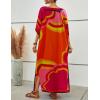 imageBsubseach Women Plus Size Kaftan Dress Swimsuit Cover Up Caftan Maxi Beach Dresses Cover UpsOrange Red