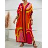 imageBsubseach Women Plus Size Kaftan Dress Swimsuit Cover Up Caftan Maxi Beach Dresses Cover UpsOrange Red