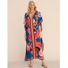 imageBsubseach Women Plus Size Kaftan Dress Swimsuit Cover Up Caftan Maxi Beach Dresses Cover UpsPeacock Blue