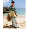 imageBsubseach Women Tie Dye Kaftan Dress Plus Size Beach Cover Up Short Sleeve Caftan Maxi Dresses Green
