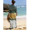 imageBsubseach Women Tie Dye Kaftan Dress Plus Size Beach Cover Up Short Sleeve Caftan Maxi Dresses Green