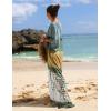imageBsubseach Women Tie Dye Kaftan Dress Plus Size Beach Cover Up Short Sleeve Caftan Maxi Dresses Green