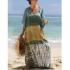 imageBsubseach Women Tie Dye Kaftan Dress Plus Size Beach Cover Up Short Sleeve Caftan Maxi Dresses Green