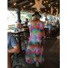 imageBsubseach Womens Multicolor Print Long Chiffon Beach Blouses Cardigan Kimono Bikini Cover Up Swimwear KaftanColorful Feather