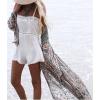 imageBsubseach Womens Multicolor Print Long Chiffon Beach Blouses Cardigan Kimono Bikini Cover Up Swimwear KaftanGreen Print