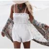 imageBsubseach Womens Multicolor Print Long Chiffon Beach Blouses Cardigan Kimono Bikini Cover Up Swimwear KaftanGreen Print
