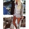 imageBsubseach Womens Multicolor Print Long Chiffon Beach Blouses Cardigan Kimono Bikini Cover Up Swimwear KaftanGreen Print