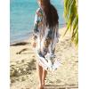imageBsubseach Womens Multicolor Print Long Chiffon Beach Blouses Cardigan Kimono Bikini Cover Up Swimwear KaftanPrint 2