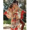 imageBsubseach Womens Multicolor Print Long Chiffon Beach Blouses Cardigan Kimono Bikini Cover Up Swimwear KaftanPrint 4