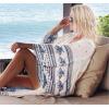 imageBsubseach Womens Multicolor Print Long Chiffon Beach Blouses Cardigan Kimono Bikini Cover Up Swimwear KaftanWhite Blue Print