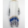 imageBsubseach Womens Multicolor Print Long Chiffon Beach Blouses Cardigan Kimono Bikini Cover Up Swimwear KaftanWhite Blue Print