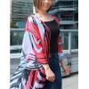 imageBsubseach Womens Multicolor Print Long Chiffon Beach Blouses Cardigan Kimono Bikini Cover Up Swimwear KaftanZebra Print Red