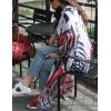 imageBsubseach Womens Multicolor Print Long Chiffon Beach Blouses Cardigan Kimono Bikini Cover Up Swimwear KaftanZebra Print Red