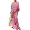 imageBsubseach Cheetah Plus Size Kaftan Dresses for Women Maxi Swimsuit Coverup Bathing Suit Caftans Long Cover Up Rayon SwimwearLeopard Pink