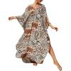 imageBsubseach Kaftan Dresses for Women Plus Size Swimsuit Cover Up V Neck Caftan Beach Dress LoungewearDzebra Spots