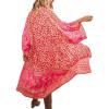 imageBsubseach Womens Multicolor Print Long Chiffon Beach Blouses Cardigan Kimono Bikini Cover Up Swimwear KaftanRed Floral