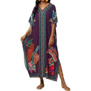 imageBsubseach Kaftan Cover Ups for Swimwear Women Plus Size Caftan Dress Beach Coverup Summer LoungewearPurple