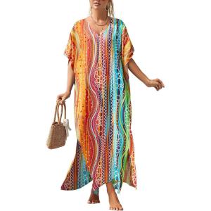 imageBsubseach Kaftan Dresses For Women Petite Plus Size Caftan Swim Cover Up For Women Maxi Beach DressPrint 14