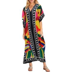 imageBsubseach Women Plus Size Kaftan Dress Swimsuit Cover Up Caftan Maxi Beach Dresses Cover UpsStars