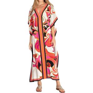 imageBsubseach Women Plus Size Kaftan Dress Swimsuit Cover Up Caftan Maxi Beach Dresses Cover UpsWhite