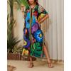 imageBsubseach Caftans for Women Plus Size Swimsuit Cover Ups Long Beach Boho Kaftan Dresses Resort WearBlack Flower