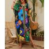 imageBsubseach Caftans for Women Plus Size Swimsuit Cover Ups Long Beach Boho Kaftan Dresses Resort WearBlack Flower