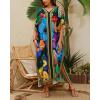 imageBsubseach Caftans for Women Plus Size Swimsuit Cover Ups Long Beach Boho Kaftan Dresses Resort WearBlack Flower