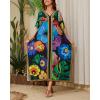 imageBsubseach Caftans for Women Plus Size Swimsuit Cover Ups Long Beach Boho Kaftan Dresses Resort WearBlack Flower