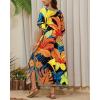 imageBsubseach Caftans for Women Plus Size Swimsuit Cover Ups Long Beach Boho Kaftan Dresses Resort WearBlue Yellow