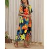imageBsubseach Caftans for Women Plus Size Swimsuit Cover Ups Long Beach Boho Kaftan Dresses Resort WearBlue Yellow