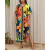 imageBsubseach Caftans for Women Plus Size Swimsuit Cover Ups Long Beach Boho Kaftan Dresses Resort WearBlue Yellow